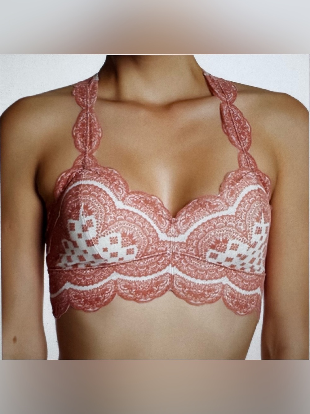 FREE PEOPLE INTIMATELY Strange Magic Flocked Bralette Small NWT Neutral Combo